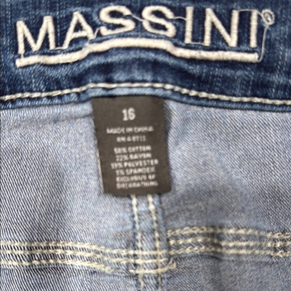 Massini Blue Ankle Cropped Jeans with Embroidered Hem - Picture 3 of 7
